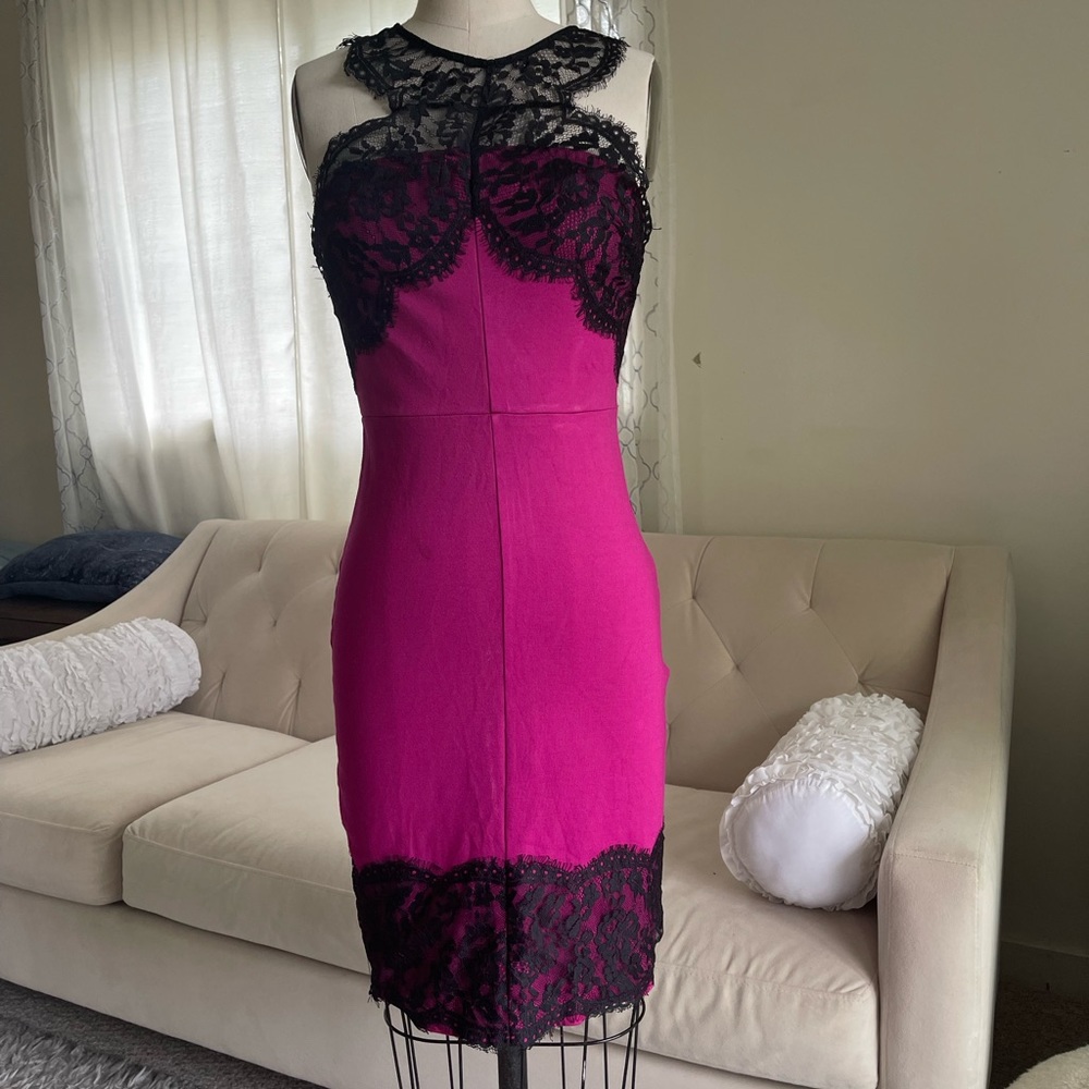 GUESS above the knee length bodycon cocktail with lace dress S